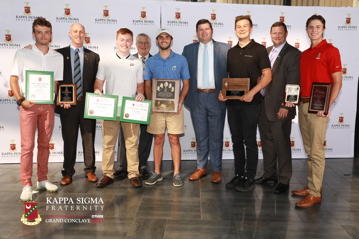 Kevin Boes with a group of Kappa Sigma Fraternity at a Grand Conclave event.